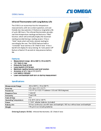 Thumbnail of document Data Sheet - OS561 -60°C to 500°C Infrared Thermometer with Long Battery Life